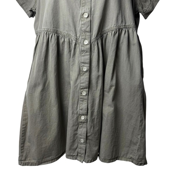 Pact 100% Organic Cotton Chambray Button Down Shirt Dress Color Seagrass L - Picture 4 of 11